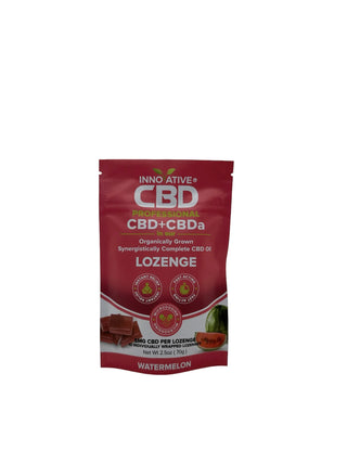 Red package of Inno-Active CBD lozenge on a white background