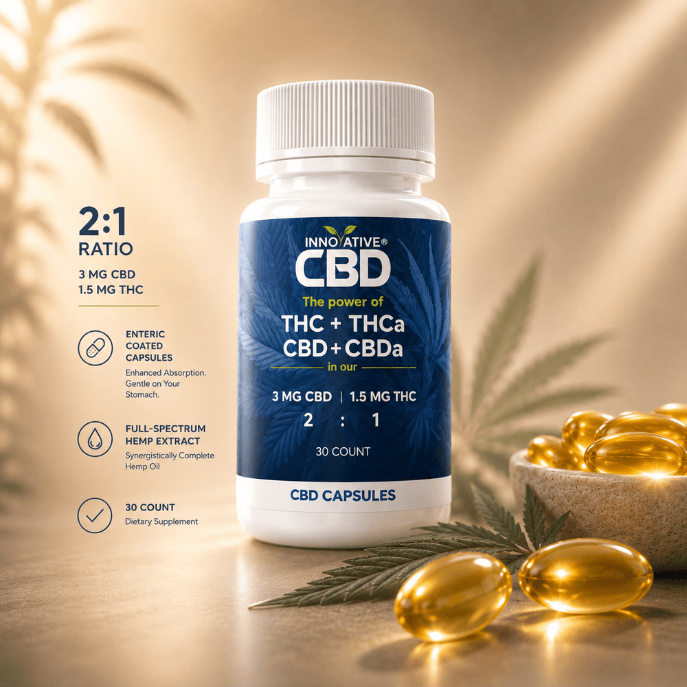 2:1 CBD + THC Capsules | Full Spectrum Daily Microdose Support