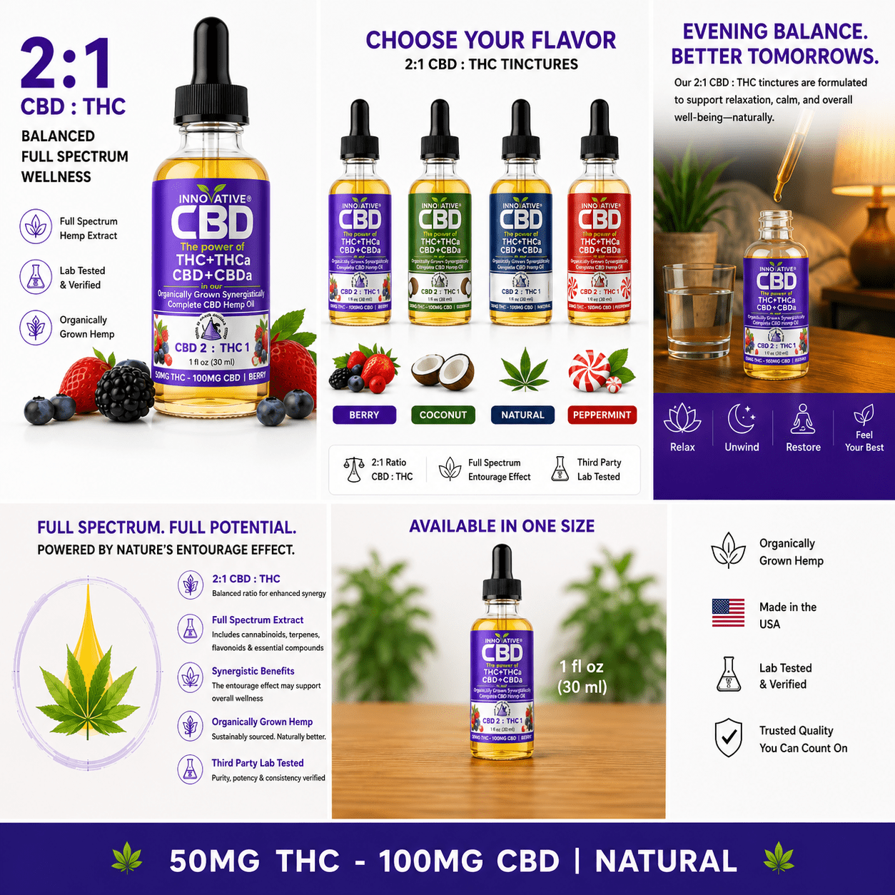 2:1 CBD + THC Tincture | Full Spectrum Hemp Oil