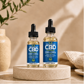 Innovative CBD Professional Full Spectrum CBD + CBDA Oil in clear glass dropper bottles